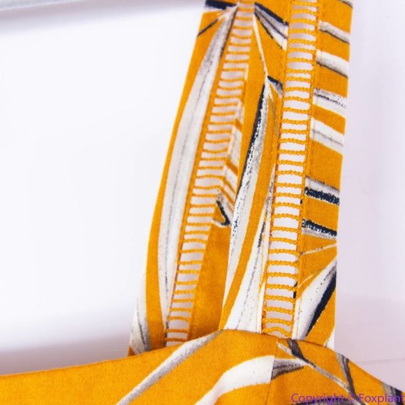 NEW White House Black Market gold Palm-Print Midi Dress with pockets, 8 - Picture 12 of 15